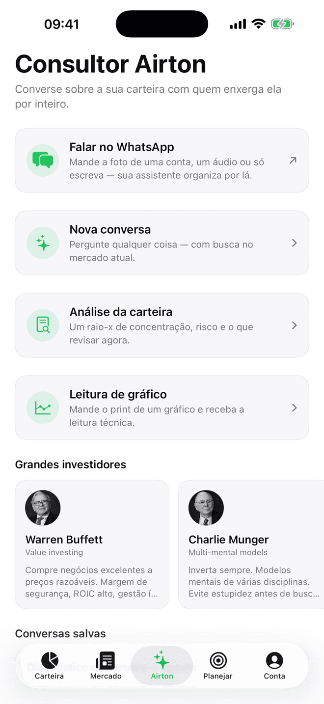 Tela do consultor Airton no app NPS Alpha para iPhone